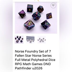 NEW NORSE FOUNDRY SET OF 7 FALLEN STAR NORSE SERIES DICE